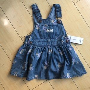 NWT Denim floral overalls dress